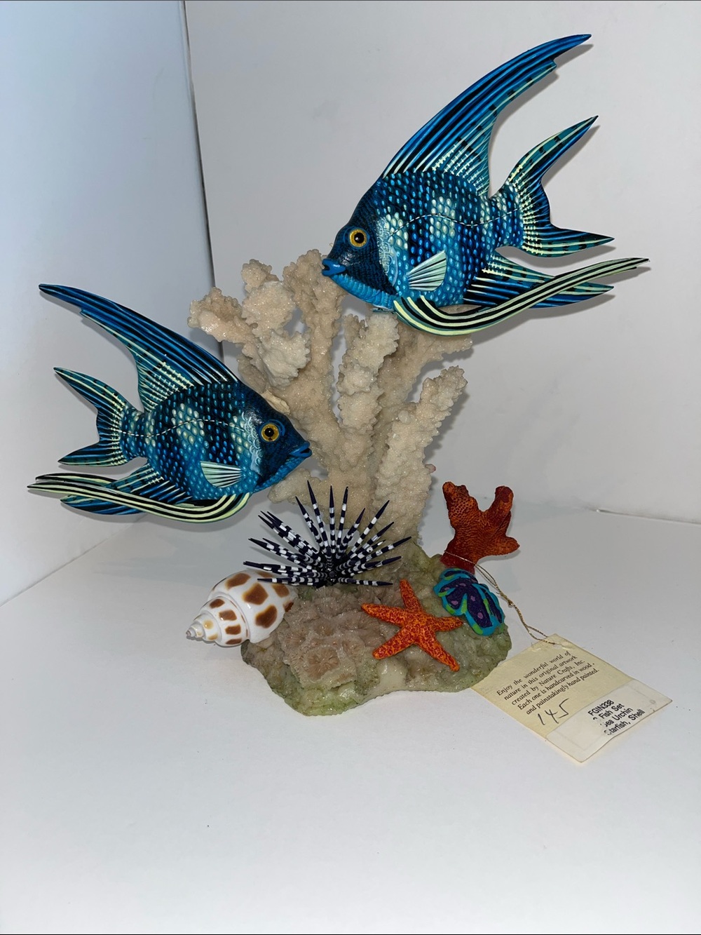 Blue Tropical Angelfish Coral Accent Sculpture